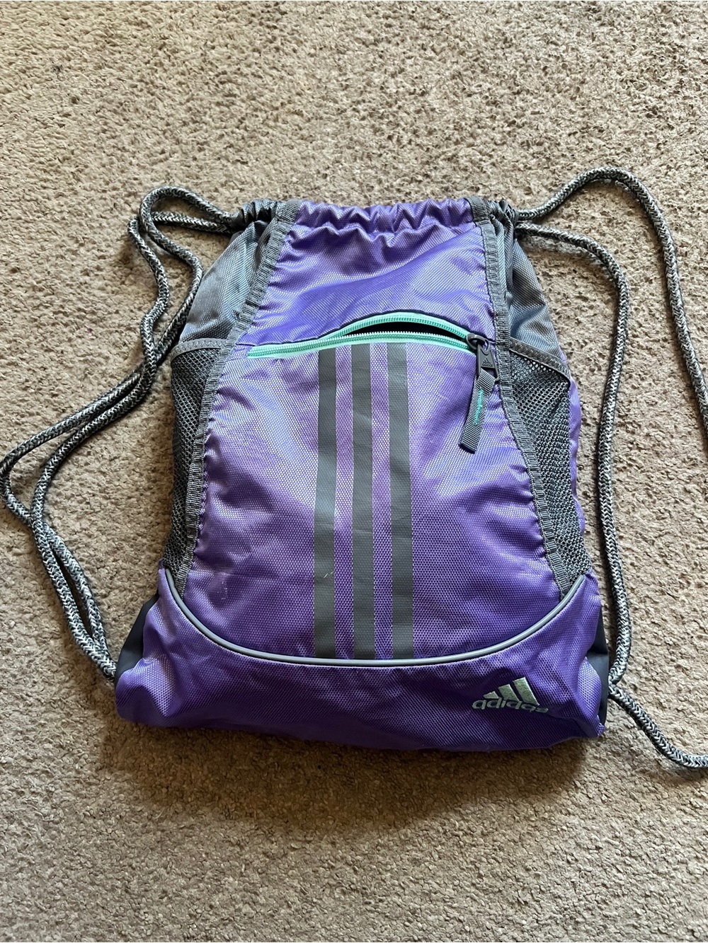 adidas Purple and Gray Drawstring Sport Backpack